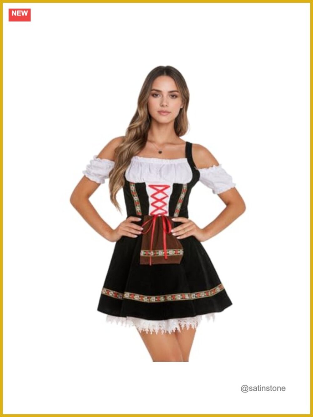 Oktoberfest Costume Women Halloween Lace Off Shoulder German Dirndl Dress